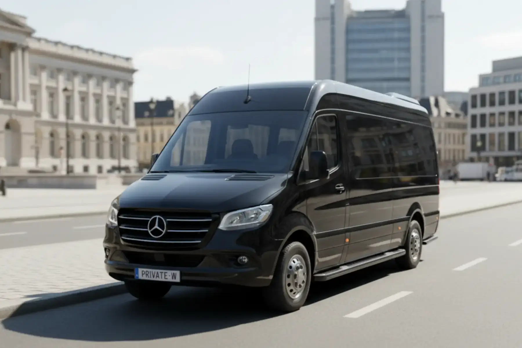 Minibus VIP avec chauffeur pour le transport des invités d'un mariage à Bruxelles